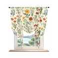 thumbnail image 1 of Spring Floral Tie Up Curtains for Windows 63 Inch Length Balloon Curtains Kitchen Adjustable Balloon Window Shade Country Summer Botanical Tie Up Valance Bathroom Curtain Window 46"x63", 1 of 6