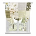 thumbnail image 1 of Spring Floral Tie Up Curtains for Windows, Adjustable Balloon Window Shades, Yellow Flowers Botanical Patchwork Grid Bohemia Kitchen Window Treatments Farmhouse Short Curtains with Rod Pocket 42"x45", 1 of 8