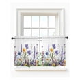 thumbnail image 1 of Spring Floral Tier Curtains 36 Inch Length,Sheer Curtains for Bedroom Living Room Window Purple Flowers Colorful Summer Botanical Voile Drapes Kitchen Curtains Small Half Window 27.5"x36" 2 Panels, 1 of 7