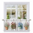 thumbnail image 1 of Spring Floral Tier Curtains 36 Inch Length, Wooden Elegant Pastoral Flowers Cafe Short Curtains for Bathroom Over Sink, Small Kitchen Curtain Light Filtering Tiered Drapes 2 Panels 27.5"Wx36"L, 1 of 8