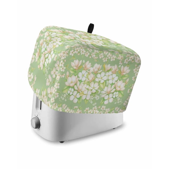 Spring Floral Toaster Cover 2 Slice, Small Kitchen Appliance Covers, Watercolor Orchid Flowers Leaves Botanical Green Toaster Oven Cover with Loop, Bread Machine Cover Polyester Dust Cover Protection
