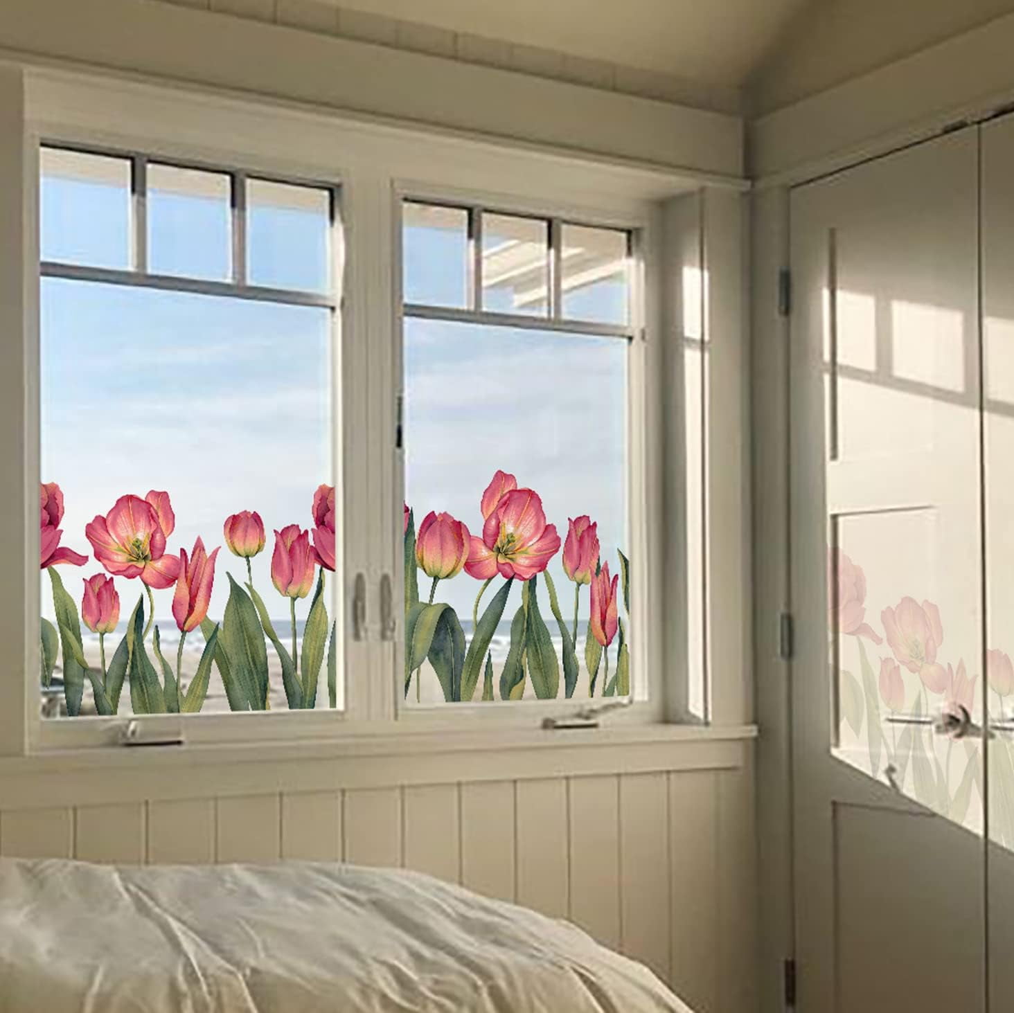 Spring Window Sticker Pattern Png Transparent Spring Floral Transparent Stained Window Sticker, Non Adhesive Double ...