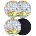 thumbnail image 1 of Spring Floral Truck Coasters Set of 4, Absorbent Coasters for Drinks, Watercolor Flowers Butterflies Blue Plaid Coaster for Desk Coffee Table Protection, Home Decor House Warming Gifts 4", 1 of 8