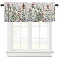 Spring Floral Valances for Windows Farmhouse Kitchen Curtains Valances Rod Pocket Valance Curtains for Kitchen Windows Country Botanical Watercolor Botanical Window Valances for Bathroom 42"x12"