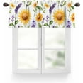 thumbnail image 1 of Spring Floral Valances for Windows, Sunflower Lavender Flower Leaf Rod Pocket Kitchen Window Curtain Valance, Rustic Plant Window Treatment Valance Curtains for Kitchen Living Room Bathroom, 54"x18", 1 of 6