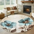 thumbnail image 1 of Spring Floral Vintage Round Rugs 7ft, Retro Teal Tulips Botanical Summer Non Slip Washable Rug Runner, Low Pile Indoor Floor Carpet Mat Bathroom Rugs for Living Room, Bedroom, Kids Room, 1 of 9