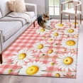 thumbnail image 1 of Spring Floral Washable Area Rugs 3'x5', Watercolor Flowers White Daisy Red Plaid Rustic Low Pile Throw Living Room Rug Non-Slip Sturdy Edge Binding Carpet for Indoor Entryway Bedside Kitchen, 1 of 9