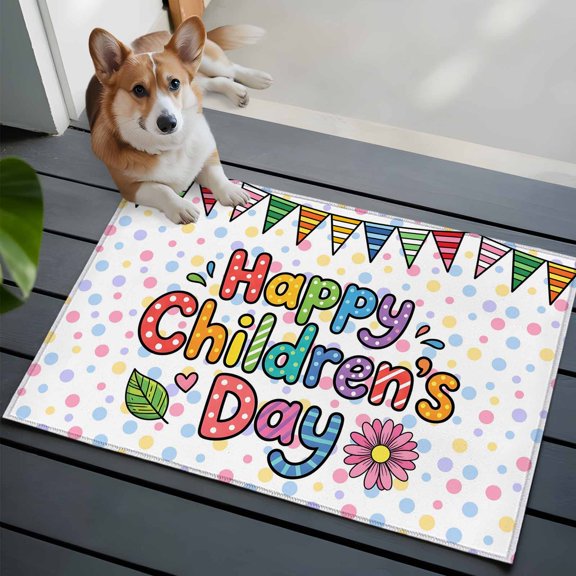Spring Floral Washable Entry Rug 2x3 Polka Dot Texture Cute Party Flag Cartoon Letter Print Low Pile Indoor Door Mat with Rubber Backing Thin Area Rug for for Entrance, Bedroom, Kitchen, Bathroom