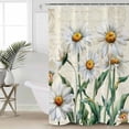 thumbnail image 1 of Spring Floral Waterproof Fabric Shower Curtain, Vintage Summer Botanical White Daisy Shower Curtain for Bathroom Curtains Bathtubs Hotel Washable Shower Curtains with 12 Hooks Standard 66x72, 1 of 6
