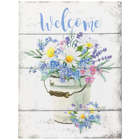 Northlight Spring Floral "Welcome" Wall Sign - 16"