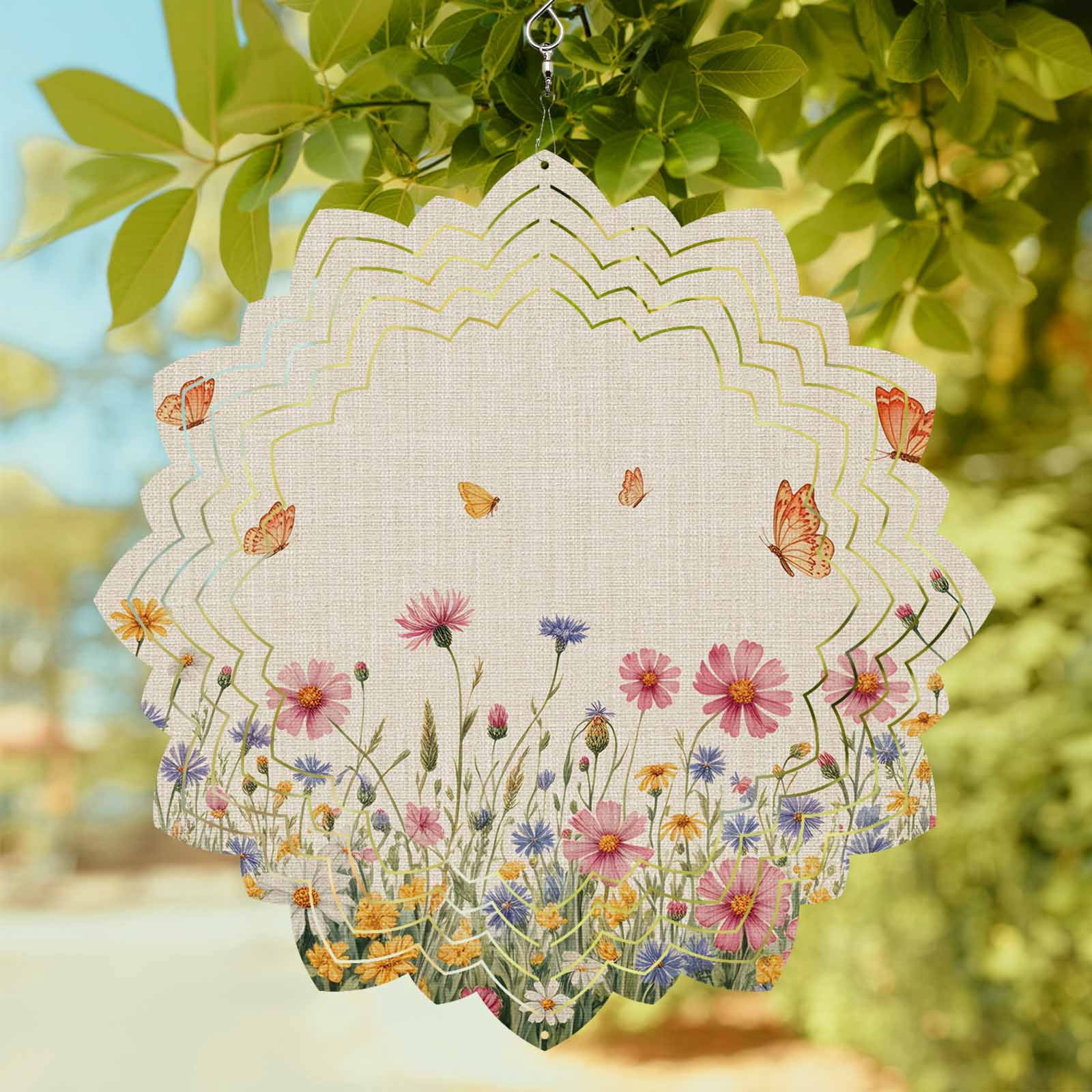 Spring Wind Spinner Spring Floral Wind Spinner for Garden Yard 10In, Vintage Watercolor ...