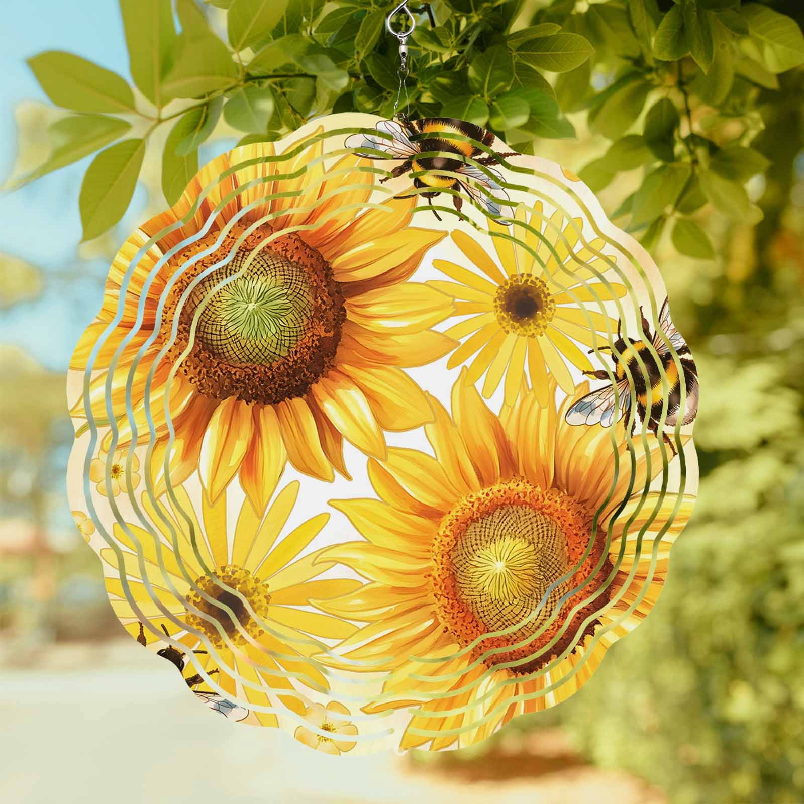 Kinetic Country Spring Floral Wind Spinner for Garden Yard 10In, Watercolor Country ...