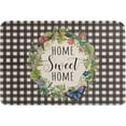 thumbnail image 1 of Spring Floral Wreath Indoor Doormat Absorbent Floor Mats, Black Plaid Summer Flower Botanical Doormat Non-Slip Entrance Front Door Rug Kitchen Bathroom Entryway Rugs 16x24 Inch, 1 of 4