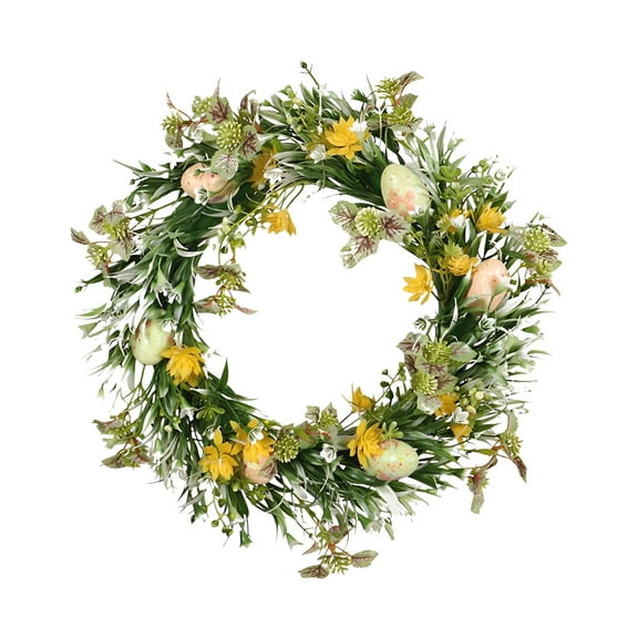 Spring Floral Wreath with Yellow Flowers and Greenery Perfect for Easter and Seasonal Home Décor, 24 Inch