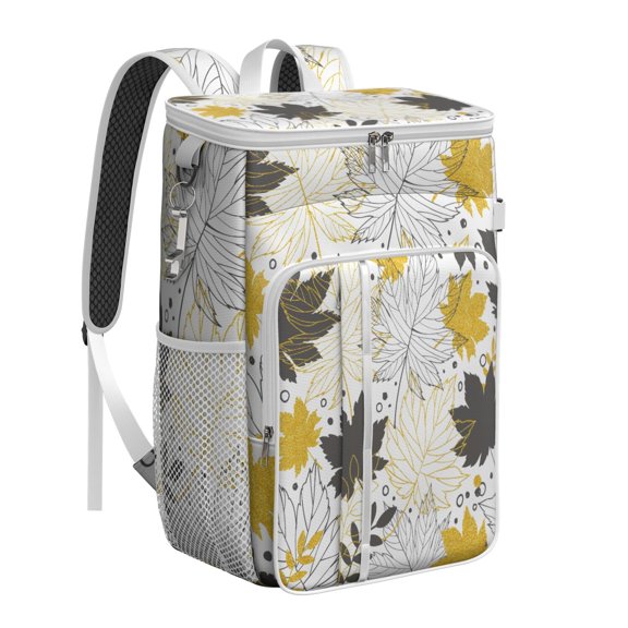 Spring Floral and Bee Boho Design Cooler Backpack - 20L Leakproof & Durable, Great for Beach and Camping