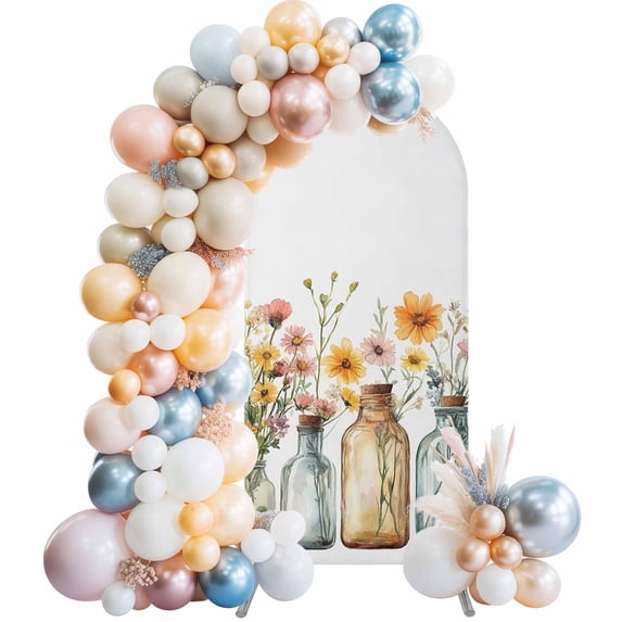 Oil Paint Spring Spring Florals Arch Backdrop Cover 7.2 FT Daisies Lavender Oil Painting ...