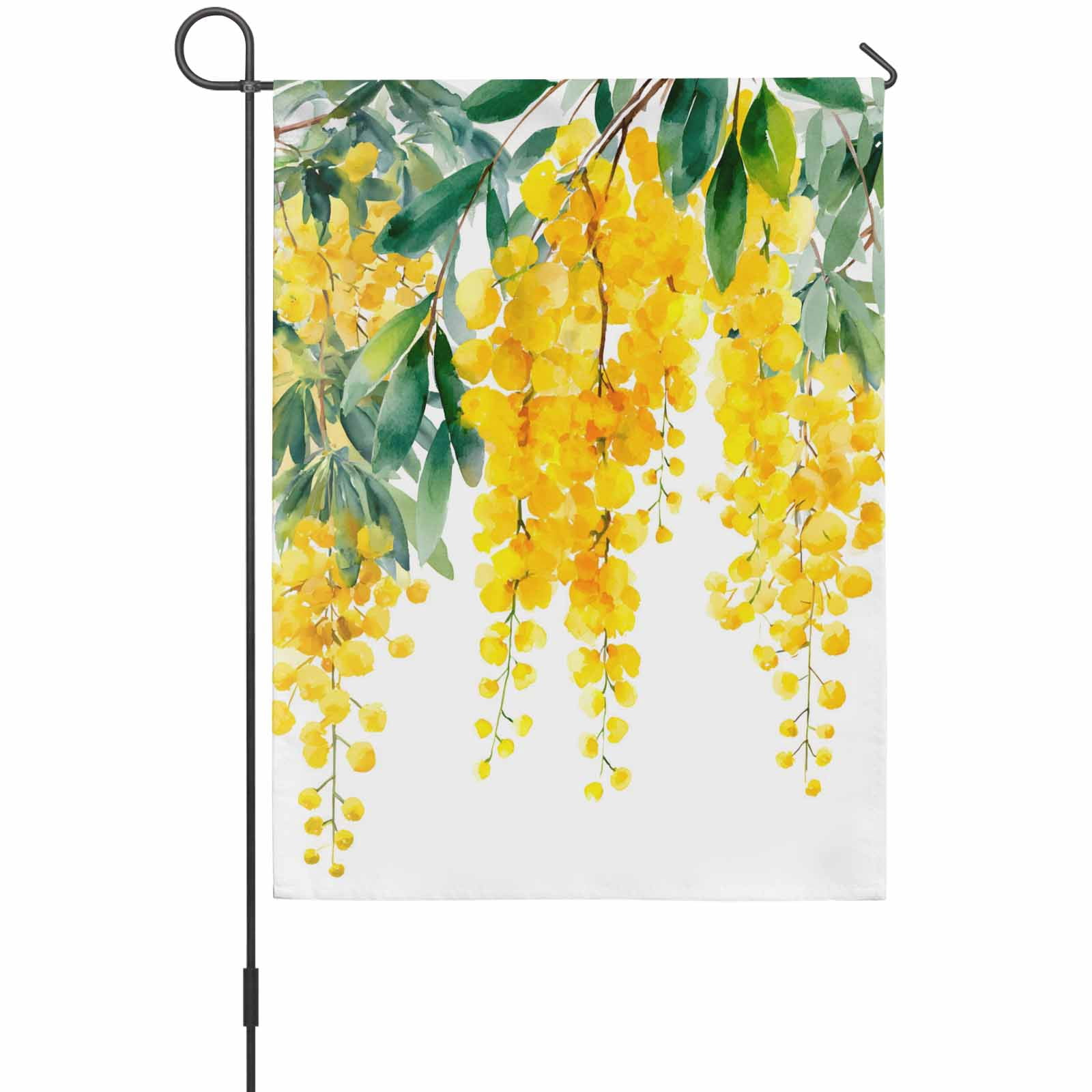 Spring Florals House Flags For Outdoor, Watercolor Gradient Yellow Floral Farmhouse Green Leaf Small Double Side Yard Flags Weather Proof House Decor for Lawn Outside Holiday 28 x 40 Inches
