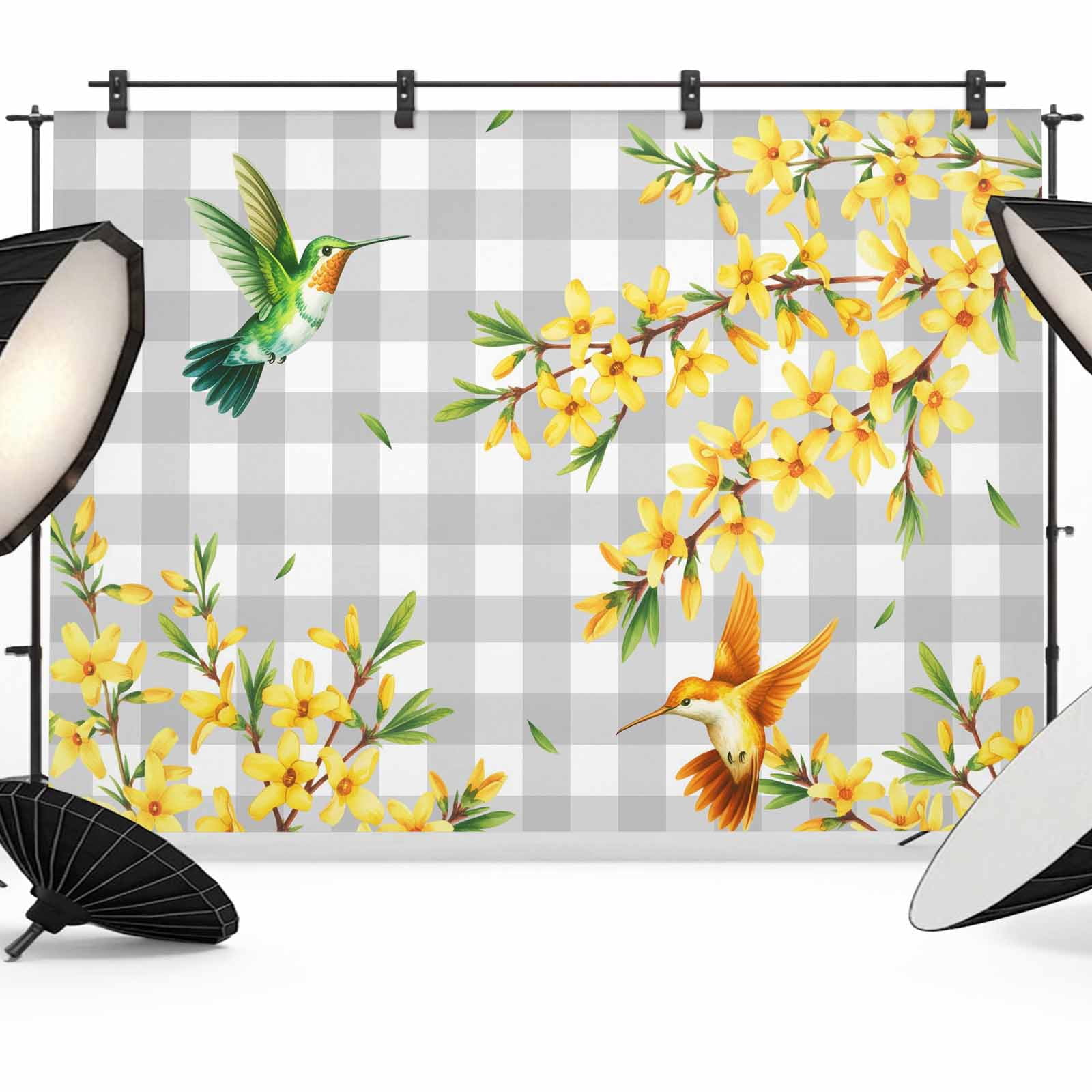 Spring Florals Photography Backdrop 7x5FT, Watercolor Spring Green ...