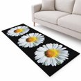 Spring Florals Runner Rug 2.6'x10', White Daisy Black Background Simple ...