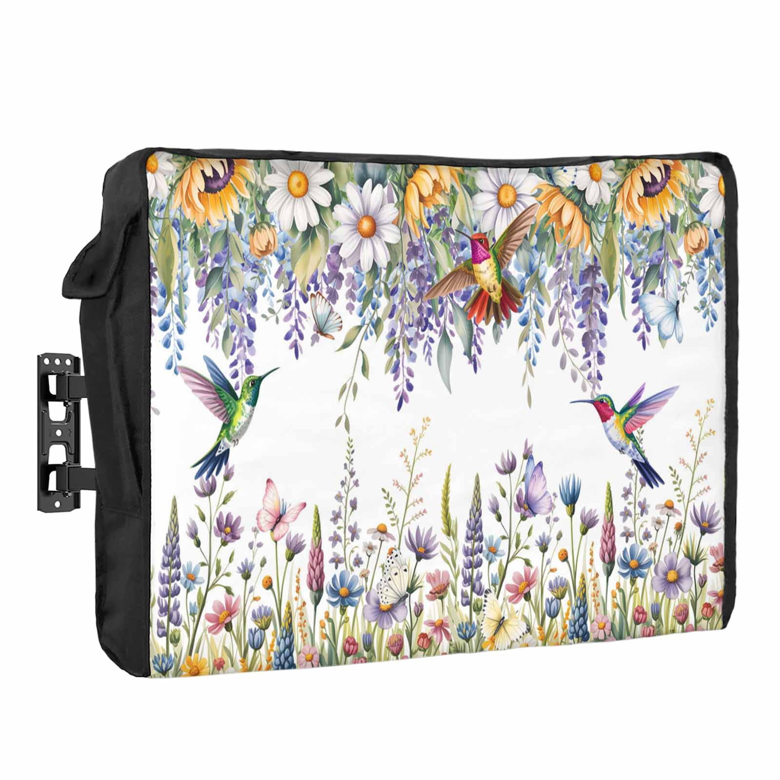 Spring Florals Waterproof Outdoor TV Cover, Vintage Watercolor Purple ...