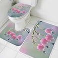 thumbnail image 1 of Spring Floreal Bathroom Rugs Set Pink Lily of The Valley Raindrops Botanical Farm Non Slip Absorbent Soft Bath Mats 3 Piece Set with Bathroom Rug, U-Shaped Floor Mat, Toilet Seat Cover Small Size, 1 of 9