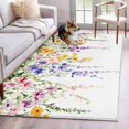 thumbnail image 1 of Spring Flower Area Rugs 4x6 ft Red Purple Yellow Blue Floral Rustic Washable Rug Non Slip Indoor Carpet Absorbent Floor Mat for Living Room Bedroom Dining Room, 1 of 9