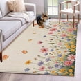 thumbnail image 1 of Spring Flower Area Rugs 4x6 ft Vintage Watercolor Pink Yellow Blue Floral Butterfly Linen Texture Washable Rug Non Slip Indoor Carpet Absorbent Floor Mat for Living Room Bedroom Dining Room, 1 of 9
