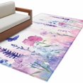 thumbnail image 1 of Spring Flower Area&nbsp;Rug 4x6ft Idyllic Purple Lavender Butterfly Non-Slip&nbsp;Washable Square&nbsp;Rugs Soft Felt Indoor Floor Mat for Bedroom Kitchen Living Room Bathroom, 1 of 9