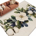 thumbnail image 1 of Spring Flower Area&nbsp;Rug 6x9ft Vintage Blue Floral Plant Watercolor Linen Texture Non-Slip&nbsp;Washable Square&nbsp;Rugs Soft Felt Indoor Floor Mat for Bedroom Kitchen Living Room Bathroom, 1 of 9
