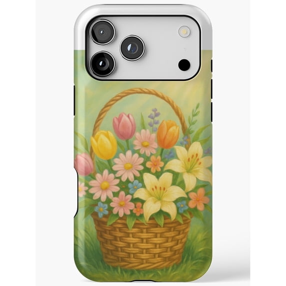 Spring Flower Basket in Green, Pink and Yellow Tough Phone Case for ...