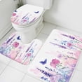 thumbnail image 1 of Spring Flower Bathroom Rugs Set Idyllic Purple Lavender Butterfly Non Slip Absorbent Soft Bath Mats 3 Piece Set with Bathroom Rug, U-Shaped Floor Mat, Toilet Seat Cover Small Size, 1 of 9