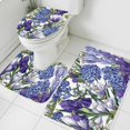 thumbnail image 1 of Spring Flower Bathroom Rugs Set Retro Blue Hydrangea Purple White Floral Green Leaf Non Slip Absorbent Soft Bath Mats 3 Piece Set with Bathroom Rug, U-Shaped Floor Mat, Toilet Seat Cover Small Size, 1 of 9