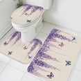thumbnail image 1 of Spring Flower Bathroom Rugs Set Vintage Watercolor Purple Wisteria Floral Butterfly Linen Texture Non Slip Absorbent Bath Mats 3 Piece Set, U-Shaped Floor Mat, Toilet Seat Cover Large Size, 1 of 9