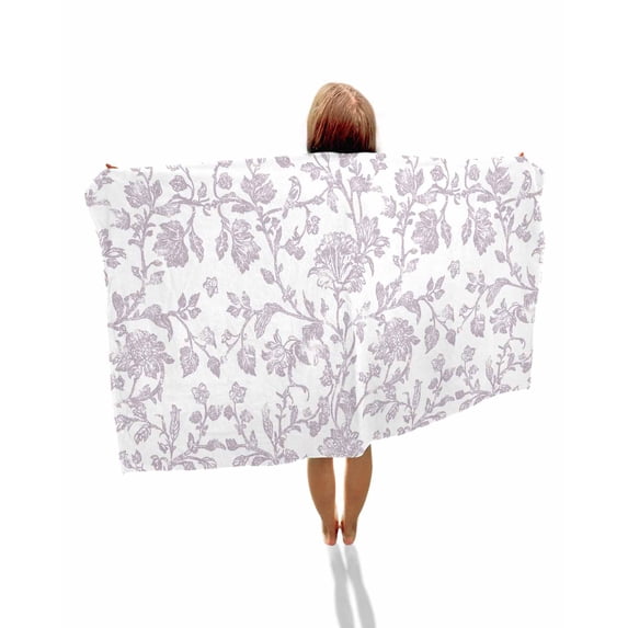 Spring Flower Beach Towels Oversized Super Absorbent, Vintage Farmhouse Light Purple Boho Leaf Lightweight Bath Towel Quick Dry Sets For Bathroom/Pool/Rv Camping/Beach Play/Gym Room/Picnic 35"x70"