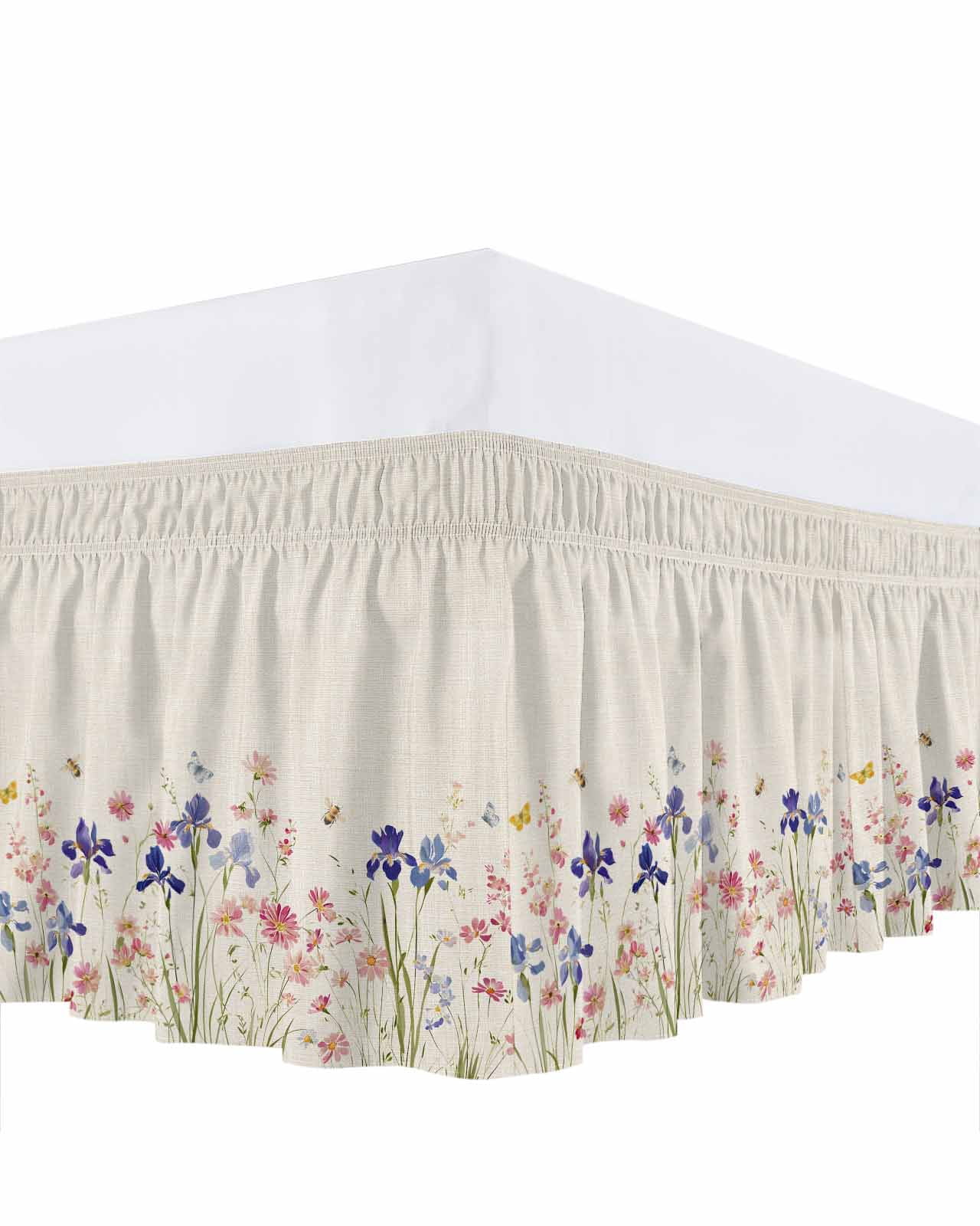 Spring Flower Bed Skirt California King Size 18 Inch Drop, Purple Pink ...