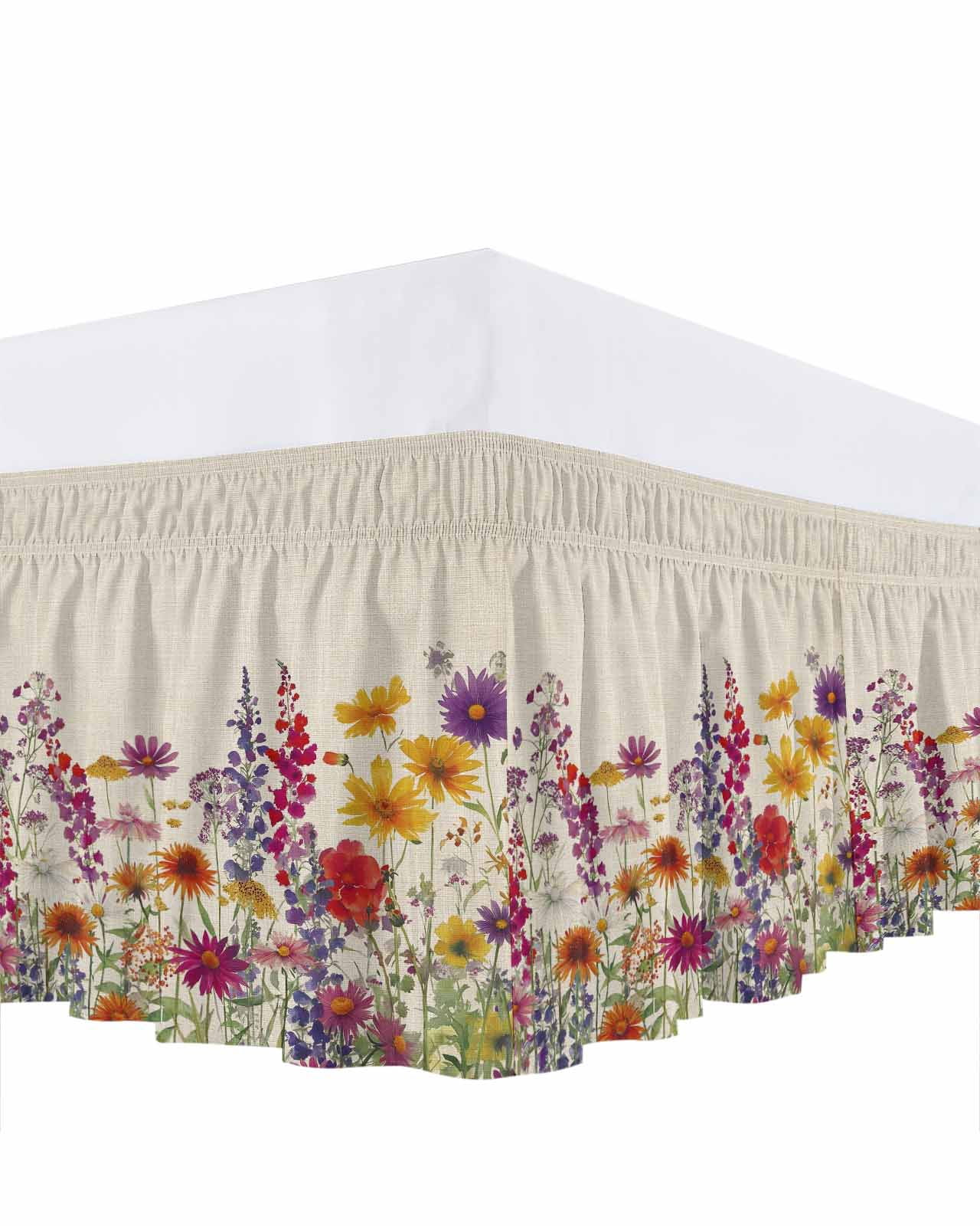 Spring Flower Bed Skirt King Size 18 Inch Drop, Country Red Yellow ...
