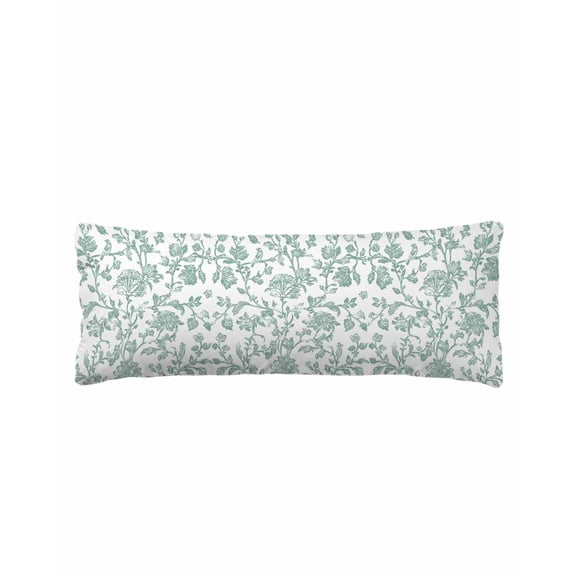 Spring Flower Body Pillow Cover 20 x 54 Inch Decorative Pillow Cover Vintage Farmhouse Turquoise Boho Leaf Lumbar Pillowcase Seasonal Rectangle Cushion Case for Couch Sofa Bed Living Room