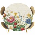 thumbnail image 1 of Spring Flower Botanical Round Tablecloth 55-60 Inch Round Fitted Table Cloth with Elastic Edge, Watercolor Floral Summer Vintage Waterproof Table Cover Protector for Outdoor Picnic Party Dining, 1 of 6