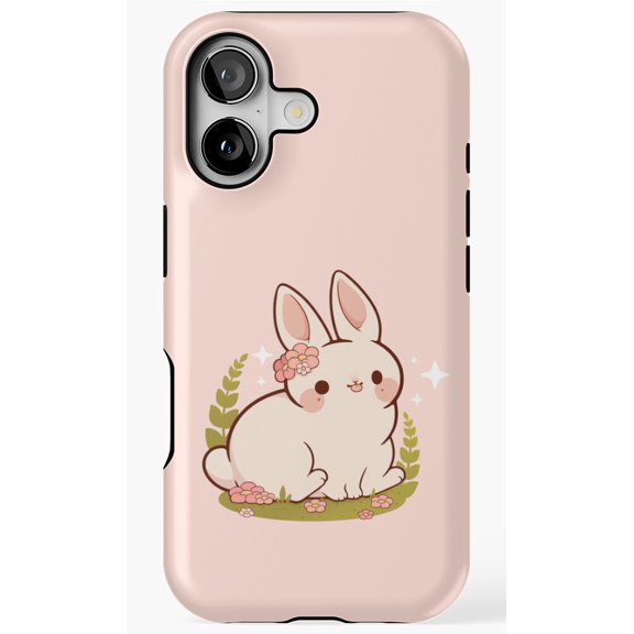 Spring Flower Bunny Cute Animal Art Phone Case for iPhone 11 12 13 14 15 16 17 Pro Max