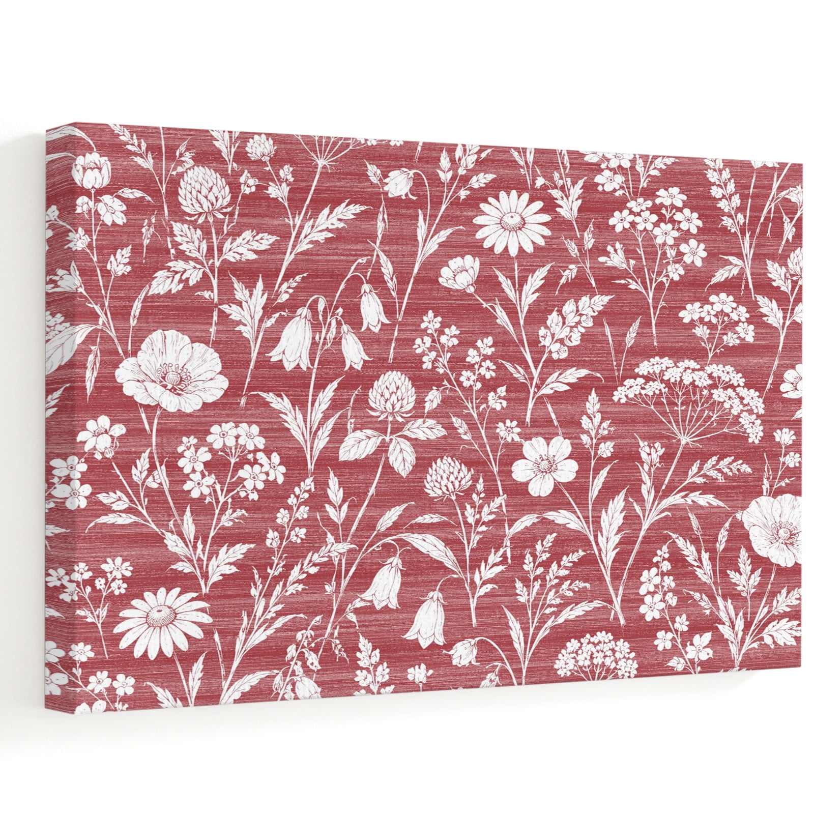Spring Flower Canvas Wall Art, Botanical Leaf Poppy Floral Country ...