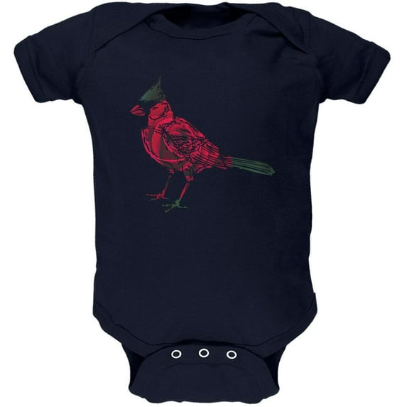 Spring Flower Cardinal Bird Roses Soft Baby One Piece Navy 3-6 M