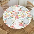 thumbnail image 1 of Spring Flower Cherry Round Fitted Tablecloth with Elastic 40-44 Inch, 1 of 6