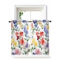 thumbnail image 1 of Spring Flower Curtains 45 Inch Length,Sheer Curtains for Bedroom Living Room Window Abstract Gradient Blue Purple Red Green Rod Pocket Drapes Kitchen Curtains Small Half Window 52"x45" 2 Panels, 1 of 7