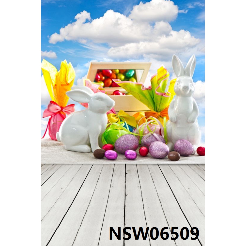 Spring Flower Easter Egg Wood Rabbit Baby Photography Backdrop Vinyl ...