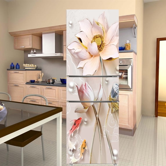 Spring Flower Fridge Door Decorations Elegant Flowers Refrigerator Sticker Self Adhesive Wall Stickers Vinyl Wallpaper Mural Art
