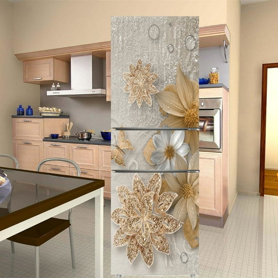 Spring Flower Fridge Door Decorations Elegant Flowers Refrigerator Sticker Self Adhesive Wall Stickers Vinyl Wallpaper Mural Art