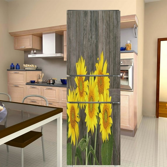 Spring Flower Fridge Door Decorations Elegant Flowers Refrigerator Sticker Self Adhesive Wall Stickers Vinyl Wallpaper Mural Art
