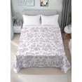 thumbnail image 1 of Spring Flower Full Size Flat Sheet, Wrinkleproof & Fadeproof Cooling Flat Bed Sheet Only, Vintage Farmhouse Light Purple Boho Leaf Breathable Soft Bedding Top Sheets 81 x 96 Inches, 1 of 8