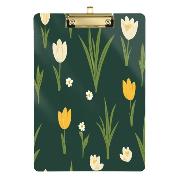 Spring Flower Garden 12.5x9in Clipboard, Durable Acrylic with Metal Clip and Wall Hook for Office or Classroom