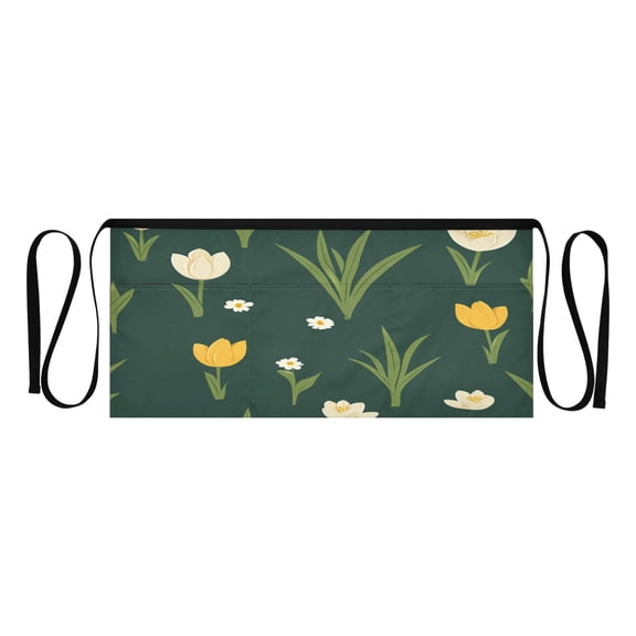 Spring Flower Garden Multi Pocket Short Apron Waterproof, Adjustable 96.5in Belt for various occasions